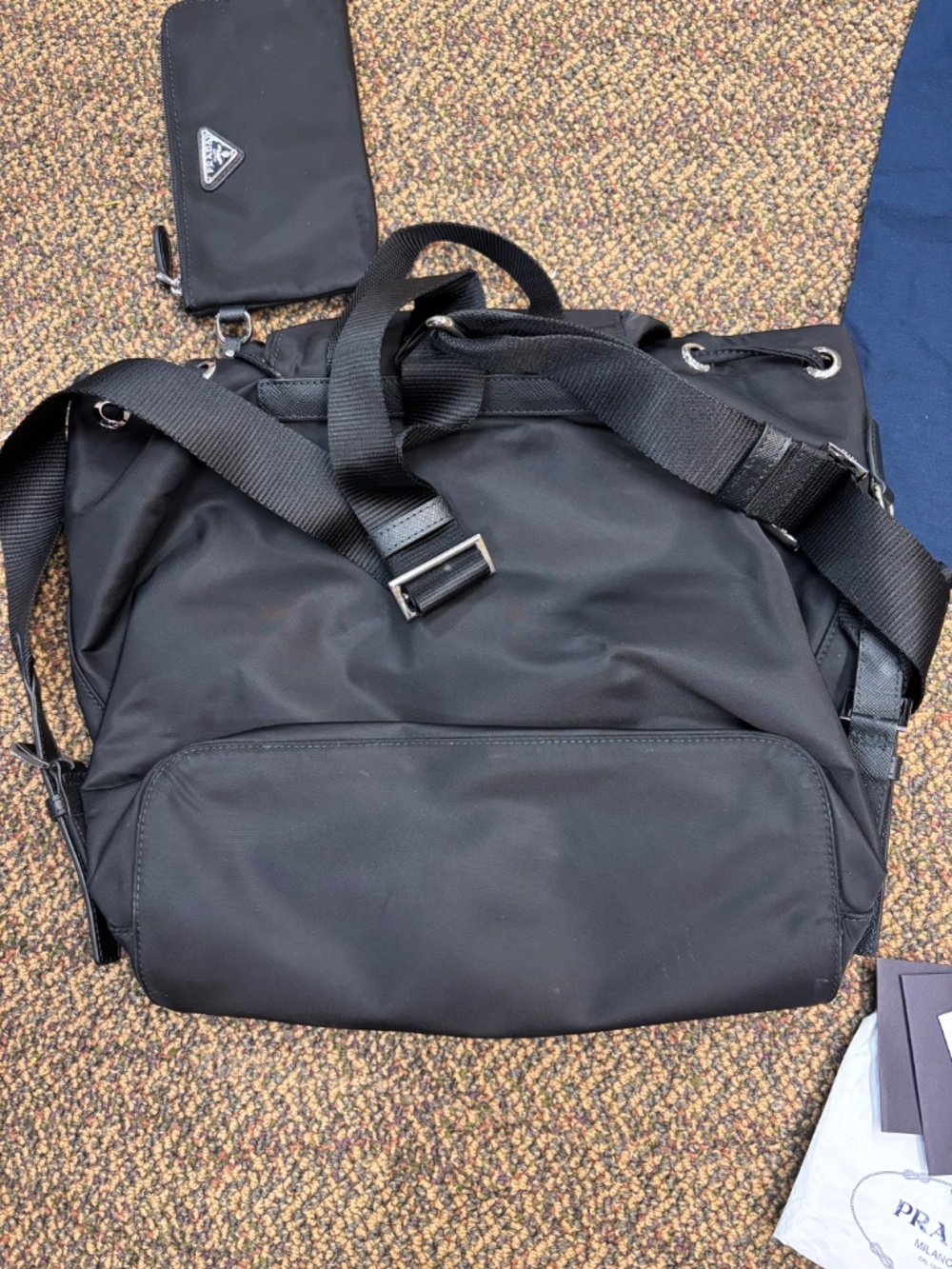 Prada Black Re-Nylon Medium Backpack with Detachable Pouch & Dustbag - Picture 3 of 10